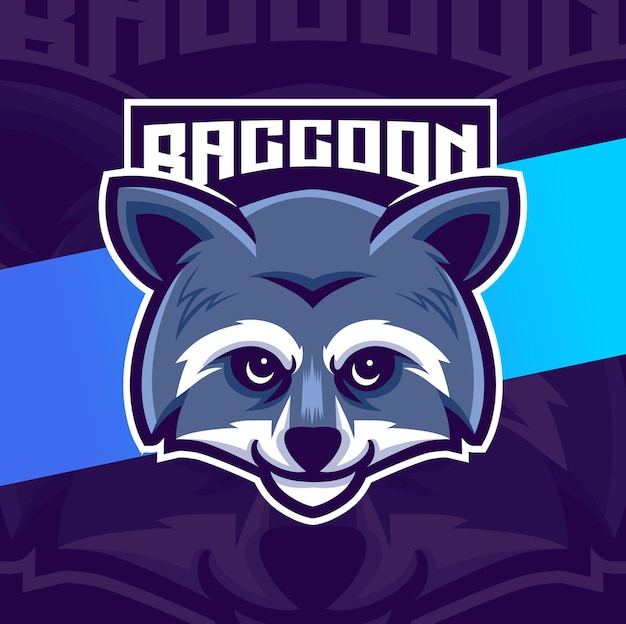 Vector raccoon head character logo design