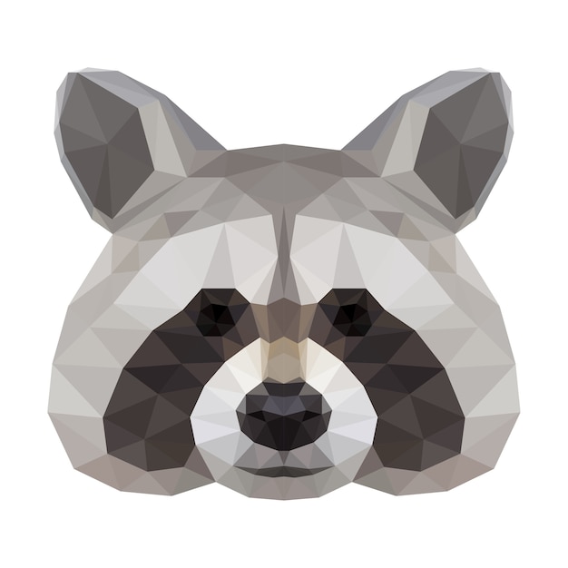 Raccoon Head. Raccoon Polygonal Abstract Head. Raccoon Animal.