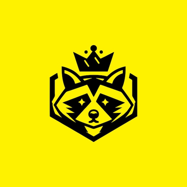 raccoon logo design raccoon with crown raccoon head logo vector