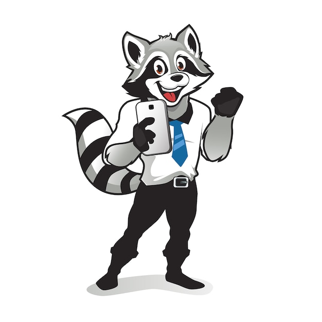 Raccoon mascot cartoon