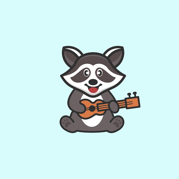 Raccoon playing a guitar cartoon character