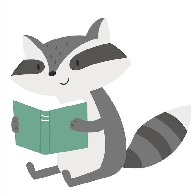 Raccoon reading a book