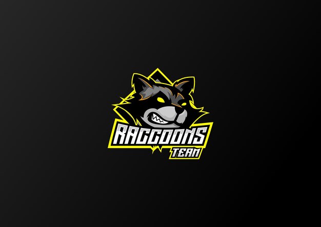 Raccoons team logo esport design premium mascot