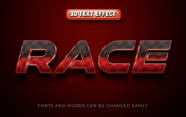 Race 3d bewerkbare teksteffectsjabloon