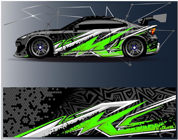 Race auto wrap sticker ontwerpt race en sport achtergrond voor auto livery of dagelijks gebruik vinyl sticker