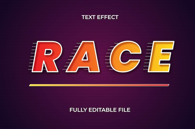 Race bewerkbare tekst effect vector 3d elegant