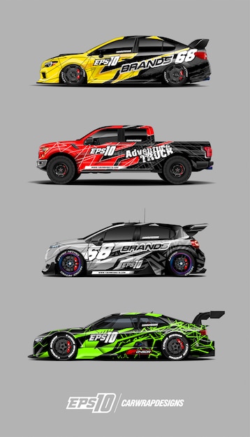 Race car decal set designs