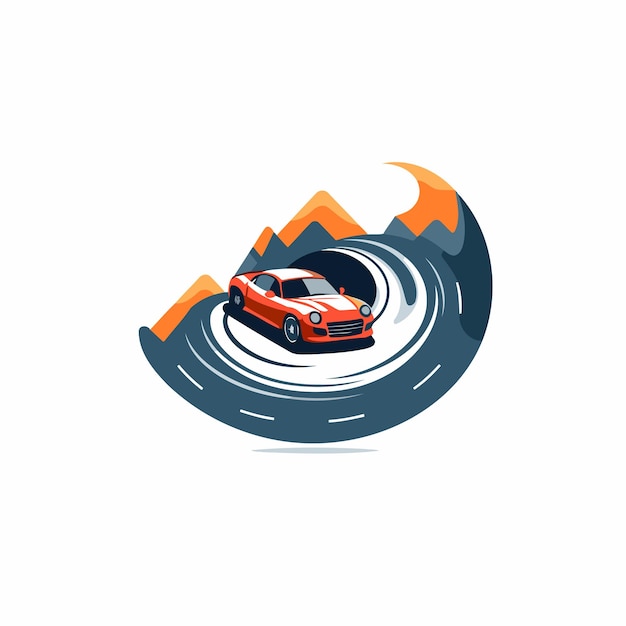 Vector race car vector logo design template car and mountain logo design