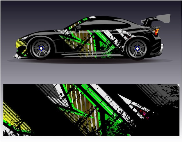 ベクトル レースカーのラップデカルのデザイン 抽象的なレーシングとスポーツの背景は,車のリベリーまたは日常用です.