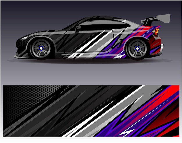 Race car wrap decal designs abstract racing and sport background for car livery or daily