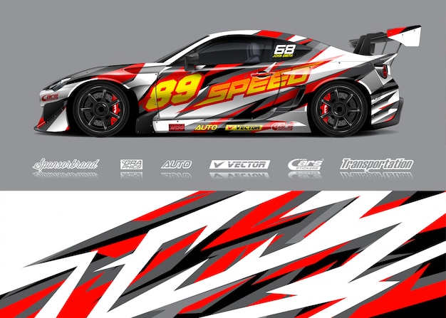 Vector race car wrap illustration