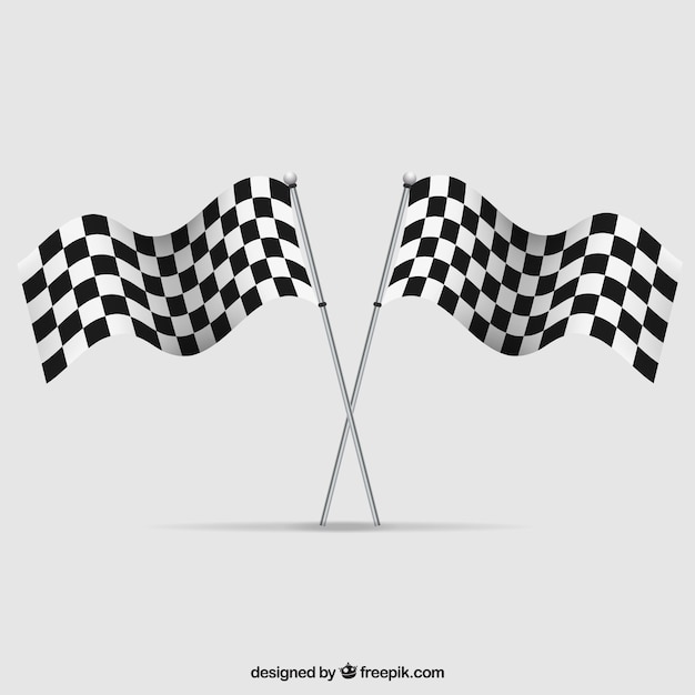 Vector race checkered flags with realistic design