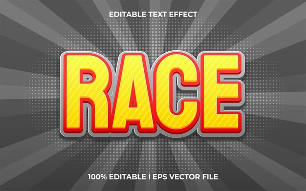 Race editable text effect, lettering typography font style, Trendy 3d text for tittle