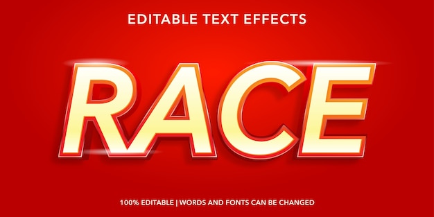 Vector race editable text effect