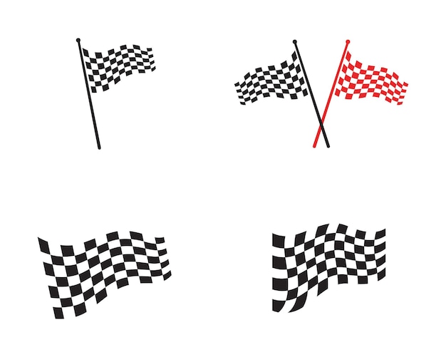 Значок флага гонки простой дизайн логотипа