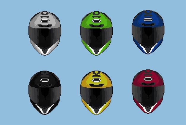 Race helmet with different color in pixel art style