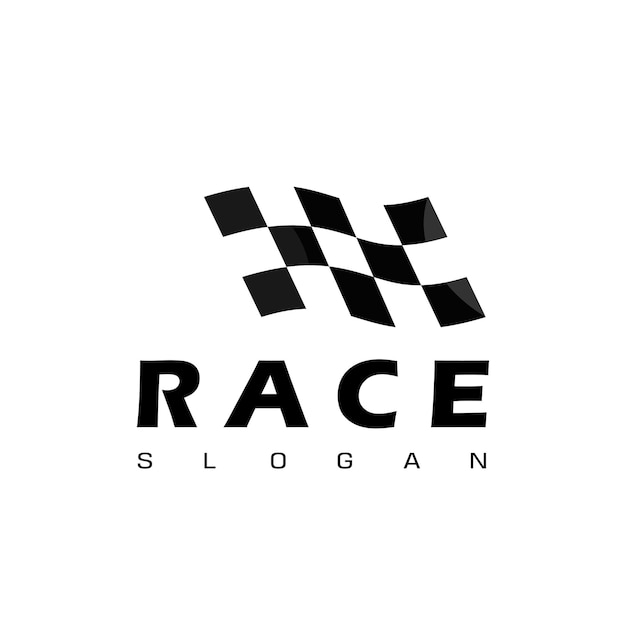 Race logo design template with black and white flag symbol