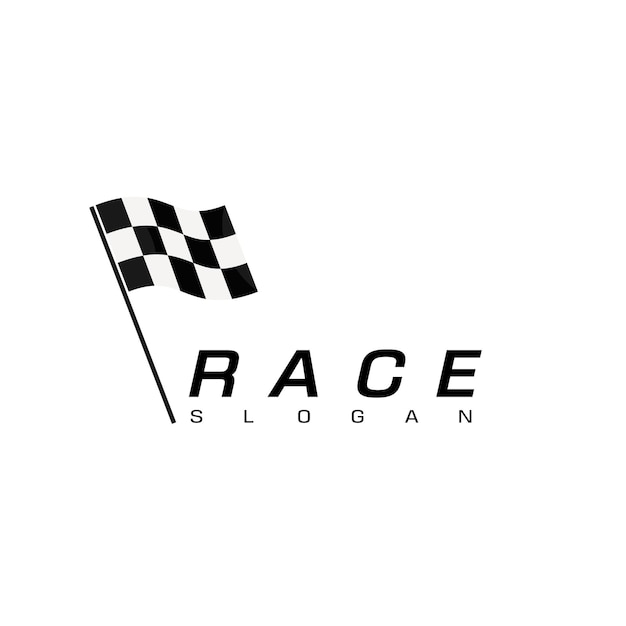 Race-logo-ontwerp met zwart-wit vlagsymbool