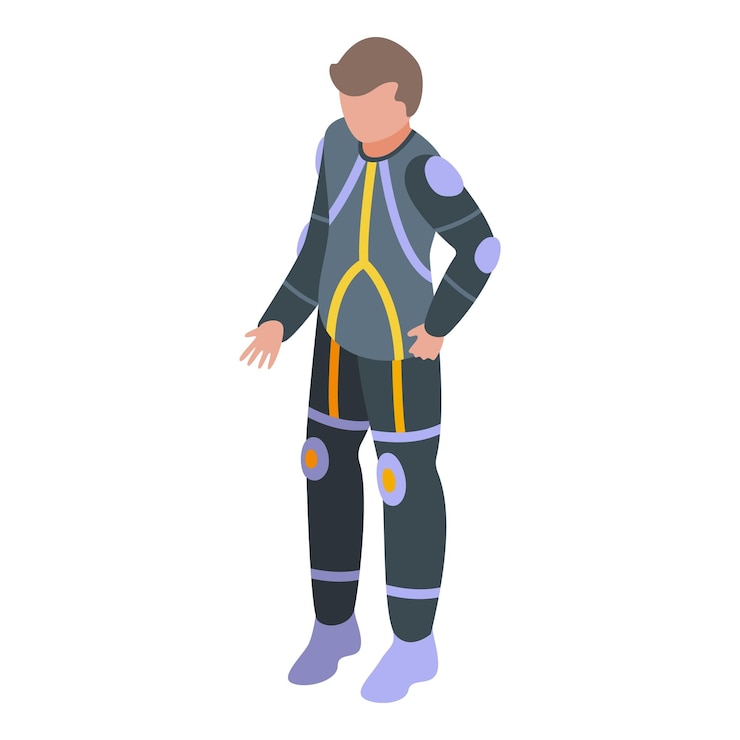 Vector race man icon isometric vector biker uniform clothes leather