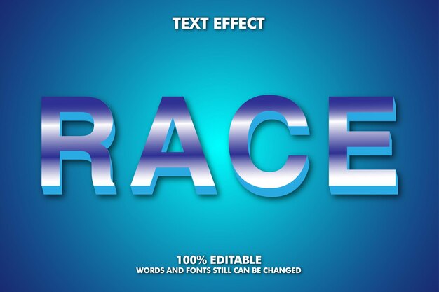 Race Moderne vetgedrukte 3D-typografie cartoon bewerkbare tekst-effect