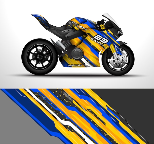 Vector race motorfiets sport fietsen wrap sticker en vinyl sticker ontwerp.