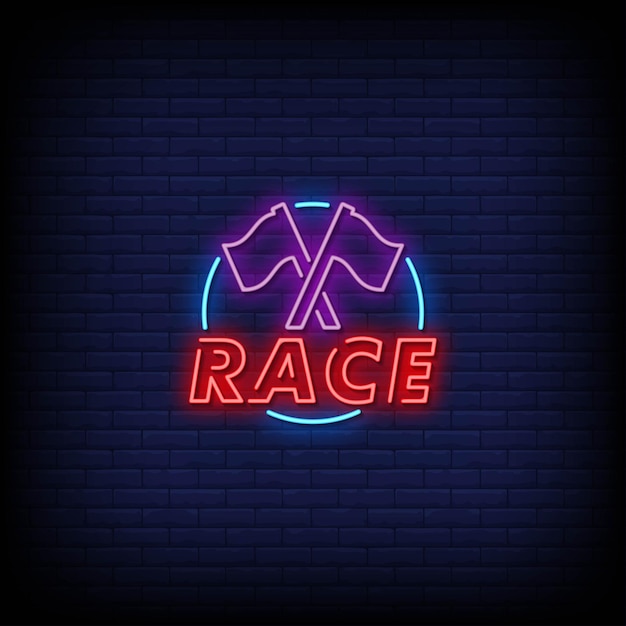 Race neon signs style text