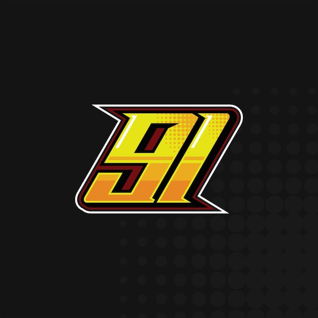 レース番号 91 ロゴ デザインのベクトル
