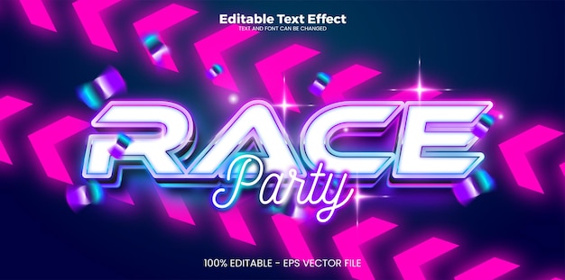 Race Party bewerkbaar teksteffect in moderne trendstijl