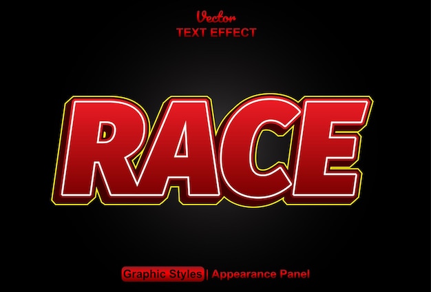 Race text effect with red editable graphic style