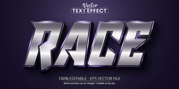 Race text shiny silver color style editable text effect