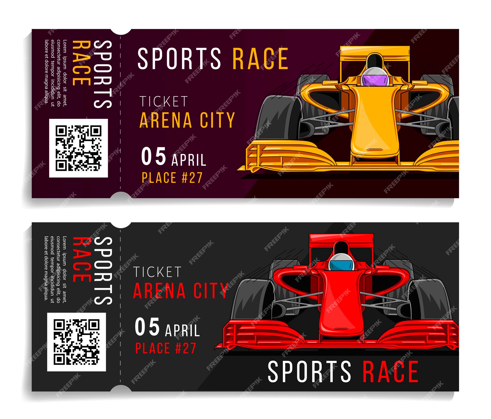 Premium Vector  Race ticket with sport car illustration with