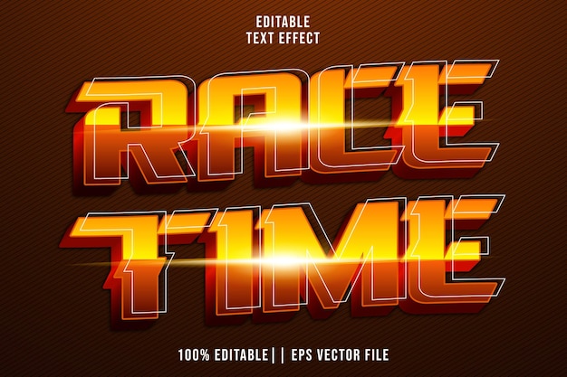 Race time editable text effect 3d modern style