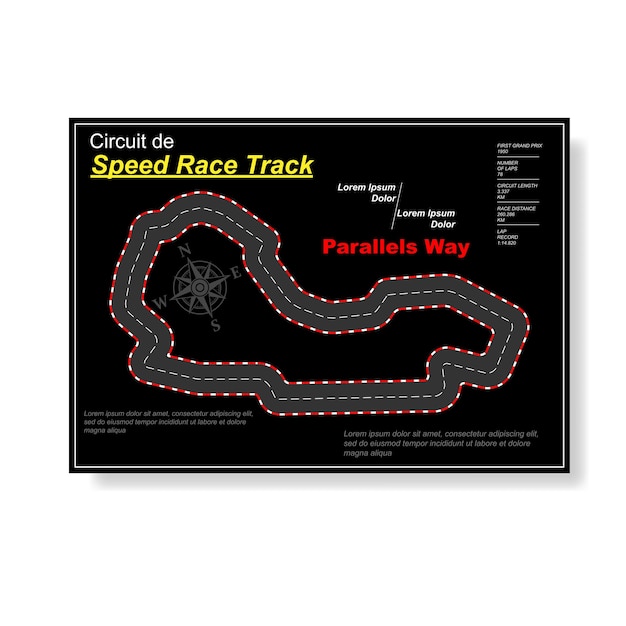 Vector race track map black background