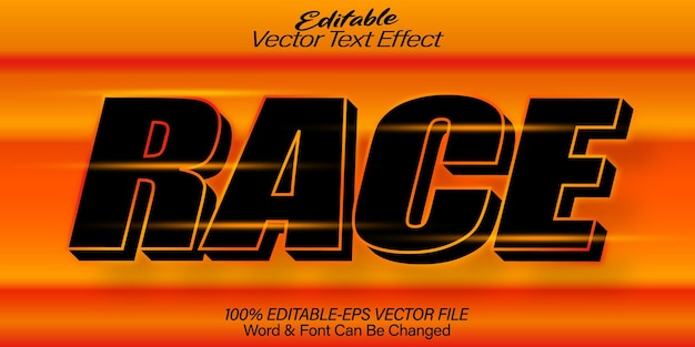 Vector race vector text effect bewerkbaar alphabet speed sport car win