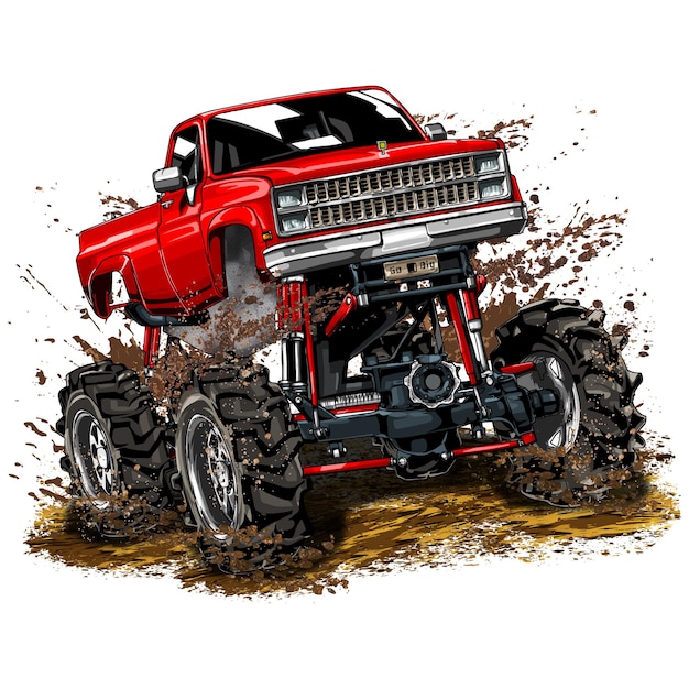 Raceauto geïsoleerd op een witte achtergrond. Monster Truck. vectorillustratie.