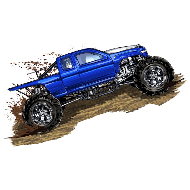 Raceauto geïsoleerd op een witte achtergrond. Monster Truck. vectorillustratie.