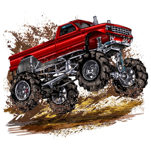 Raceauto geïsoleerd op een witte achtergrond. monster truck. vectorillustratie.