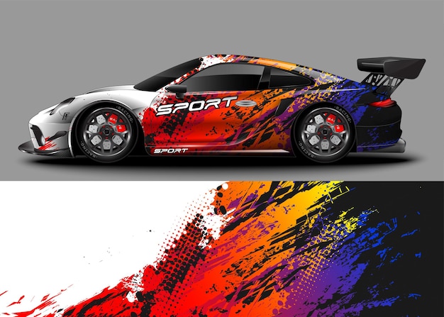 Raceauto met wrap-sticker