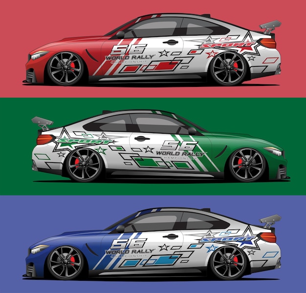 Raceauto wrap ontwerp vector Grafische abstracte streep race achtergrond kit ontwerpen voor wrap voertuig race auto rally