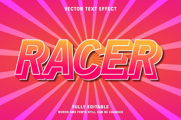 Racer 3d bewerkbaar teksteffect