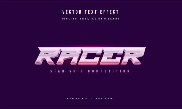 Racer futuristic Cyber space ship editable movie and game style text effect