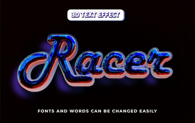 Racer night 3d bewerkbare tekst-effect stijl