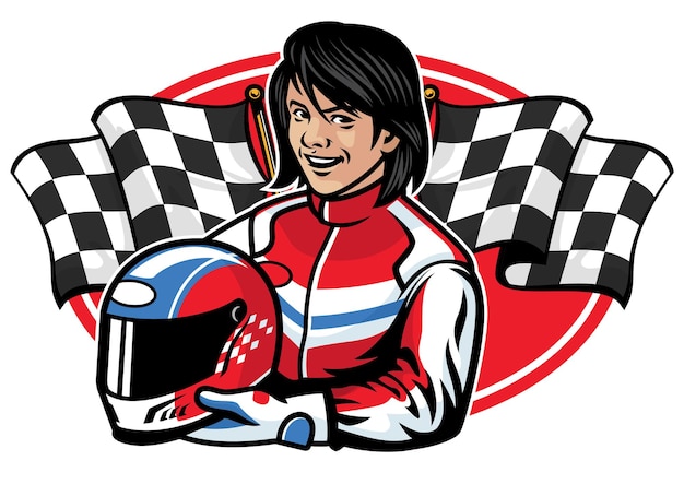 Racer woman design flat illustration