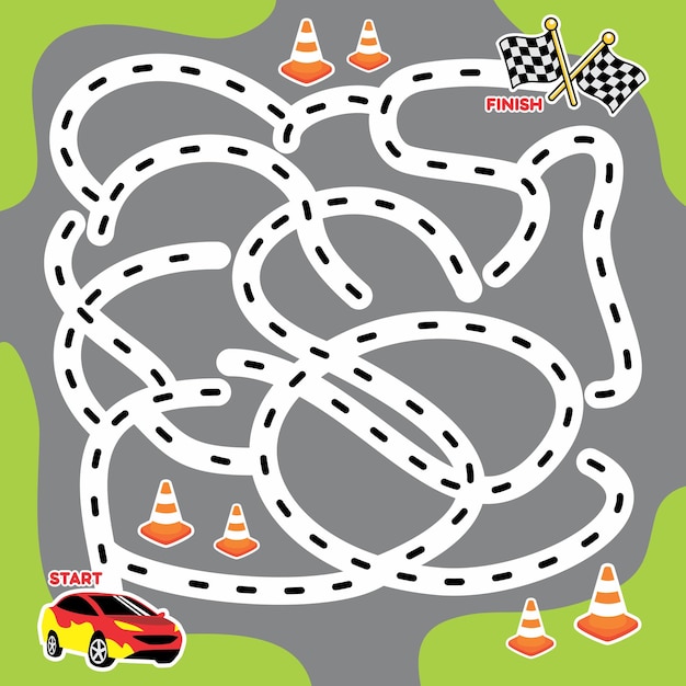 racewagen bordspel labyrint sjabloon vector
