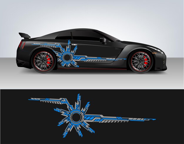 Vector racewagen grafische kit geïsoleerde vector design race elegante strepen moderne blauwe technologie