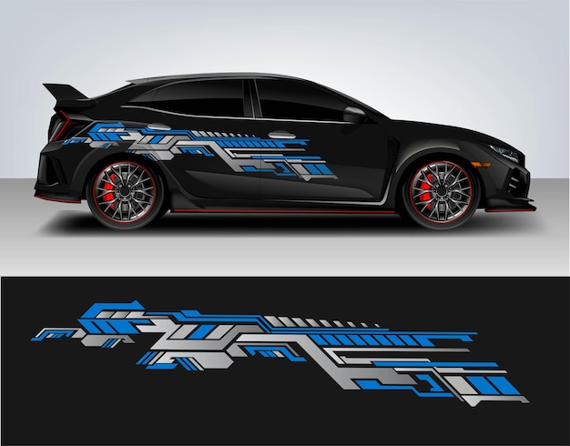 Racewagen Grafische kit geïsoleerde vector design race Elegante strepen moderne blauwe technologie