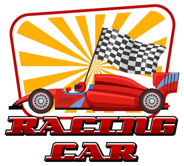 Racewagen logo met racewagen op witte achtergrond
