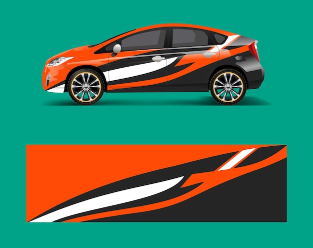 Racewagen wrap abstracte stripvormen voor bedrijfswagen wrap sticker en sticker sjabloonontwerp vector