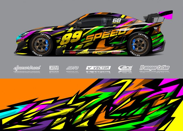 Racewagen wrap illustratie