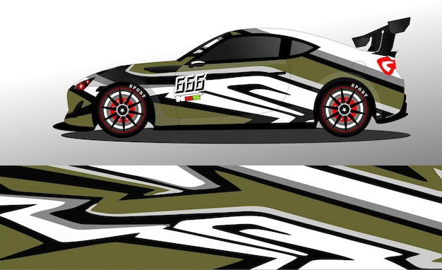Racewagen wrap ontwerp vector. Grafische abstracte streep race-achtergrondkitontwerpen voor wrap-vehicl